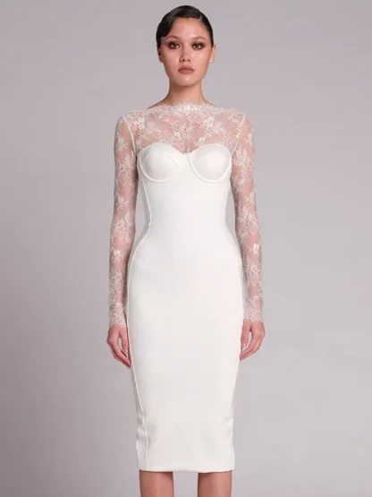 Long Sleeve Lace White Dresses
