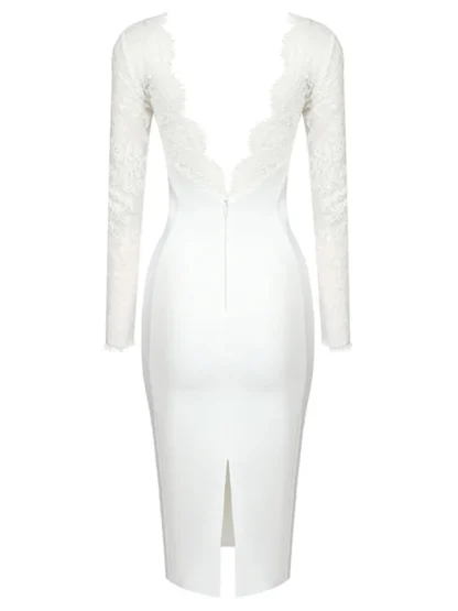 Long Sleeve Lace White Dresses - Image 6
