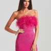 Strapless Feather-like Sequin Dresses - Image 4
