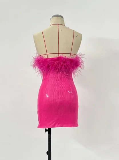 Strapless Feather-like Sequin Dresses - Image 6