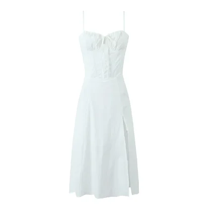 Spaghetti Strap A-line White Dress - Image 6
