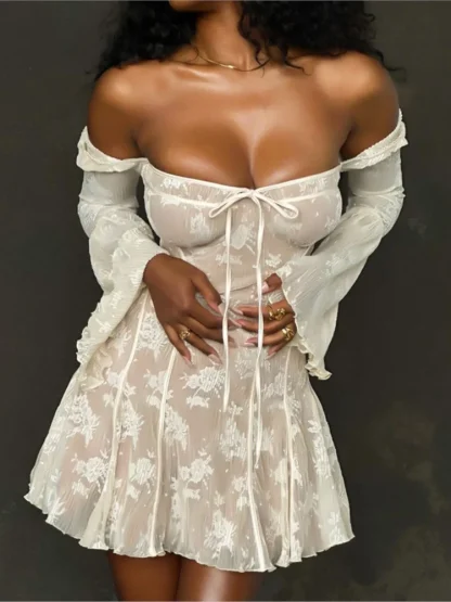 Vintage-style White Lace Mini Dresses
