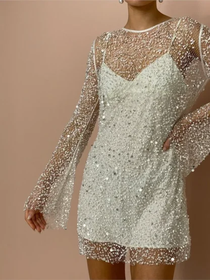 See-through Spaghetti Strap Mini Dress - Image 5