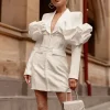 V-neck Ruffles Long Sleeve Dress