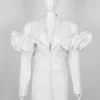 V-neck Ruffles Long Sleeve Dress - Image 4
