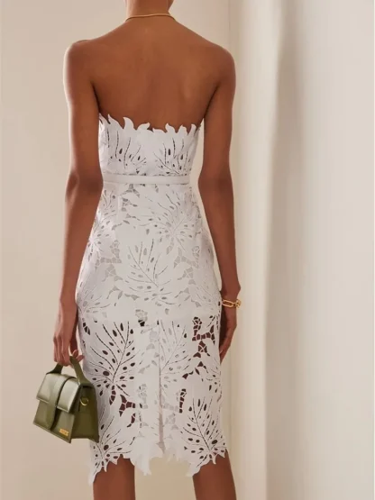Sexy Strapless Lace Midi Dress - Image 5