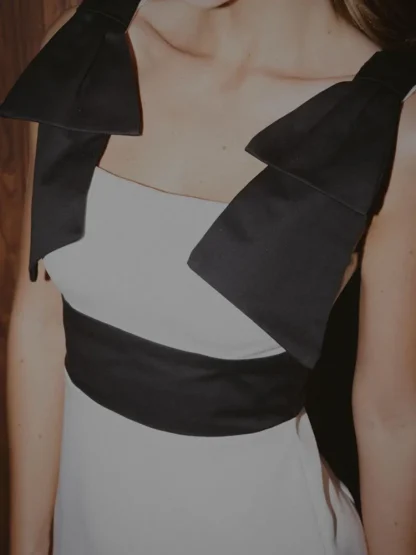 Patchwork Bow Strap Mini Dress - Image 4