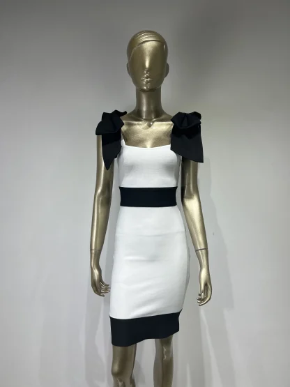 Patchwork Bow Strap Mini Dress - Image 5