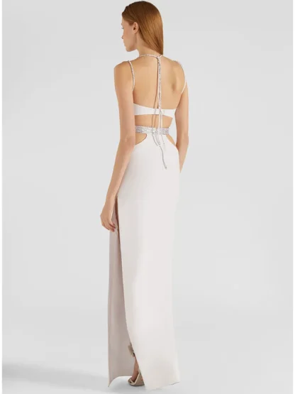 Sexy Cutout V-neck White Dress - Image 3