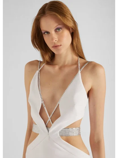 Sexy Cutout V-neck White Dress - Image 4
