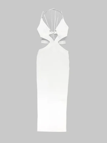 Sexy Cutout V-neck White Dress - Image 6
