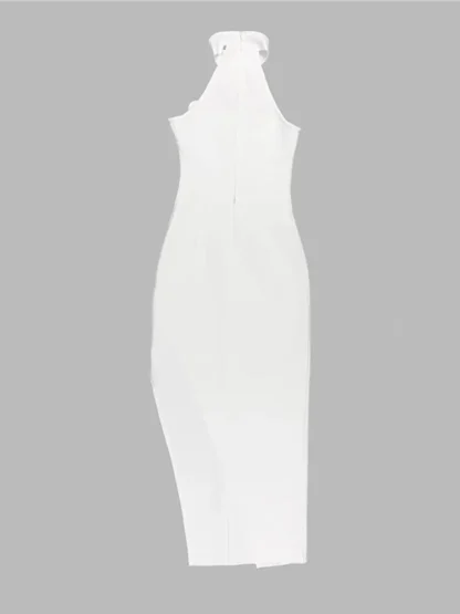 Triangle Floral Halter White Dress - Image 5