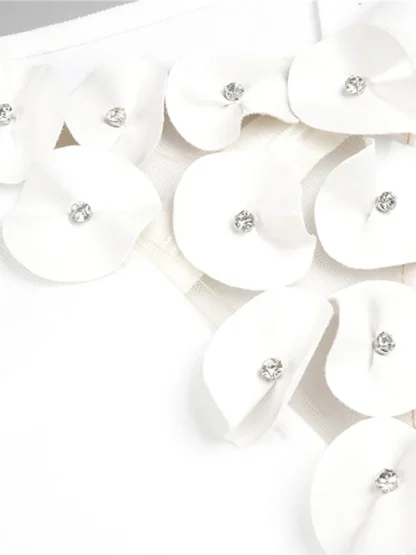 Triangle Floral Halter White Dress - Image 6