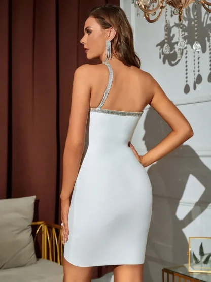 Diamond-like One Shoulder Dress - Image 5