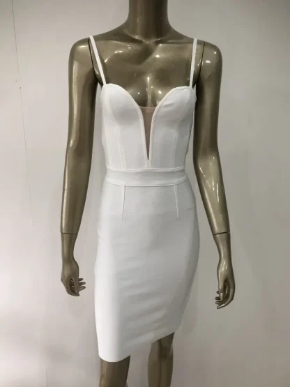 Bodycon Mesh Front White Dress - Image 6
