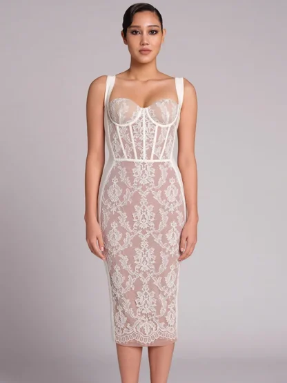 Sleeveless Corset White Dresses