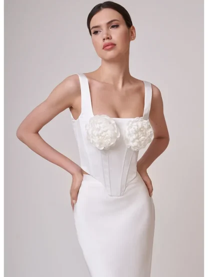 Square Neck Flower Dress Set