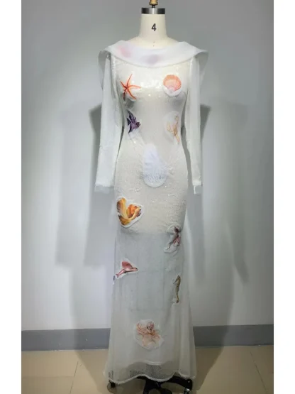 Backless Sequins White Evening Dress - Image 4