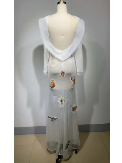 Backless Sequins White Evening Dress - Image 5