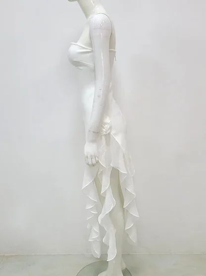 Strapless Ruffle Mesh Elegant Dress - Image 5